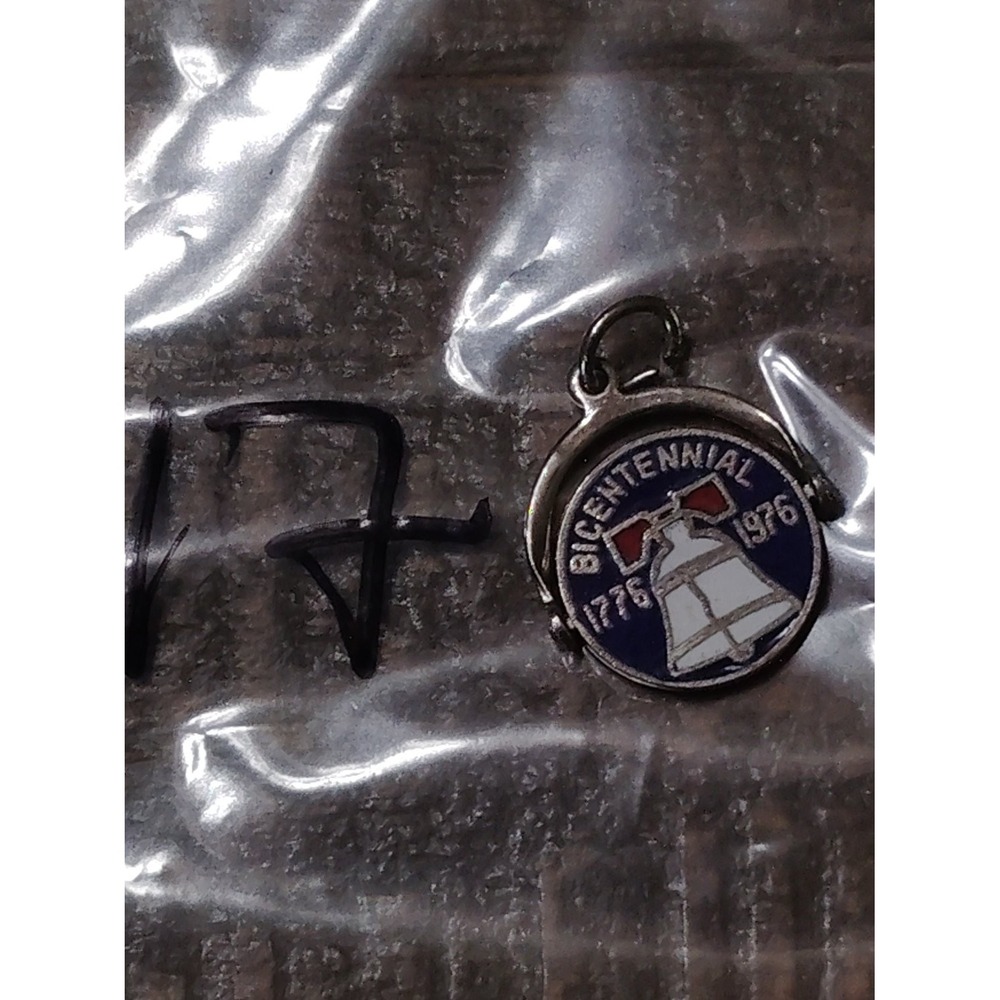 Vintage 1976 US Bicentennial Liberty Bell Sterling Silver Enamel Spinner Charm